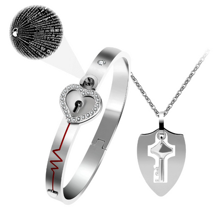 Hart sleutel, armband met ketting - Foriero™