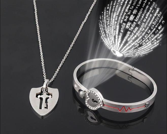 Hart sleutel, armband met ketting - Foriero™