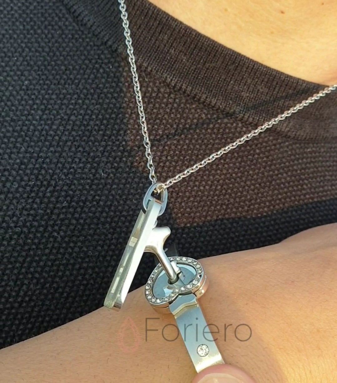 Hart sleutel, armband met ketting - Foriero™